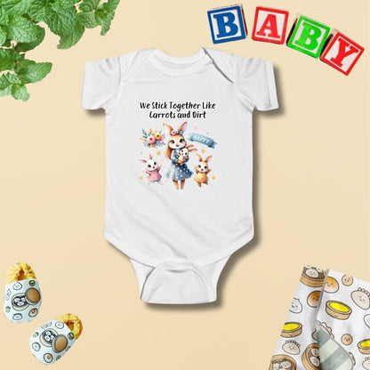 Mama & Mini Rabbits - We Stick Together Like Carrots and Dirt Baby Bodysuit
