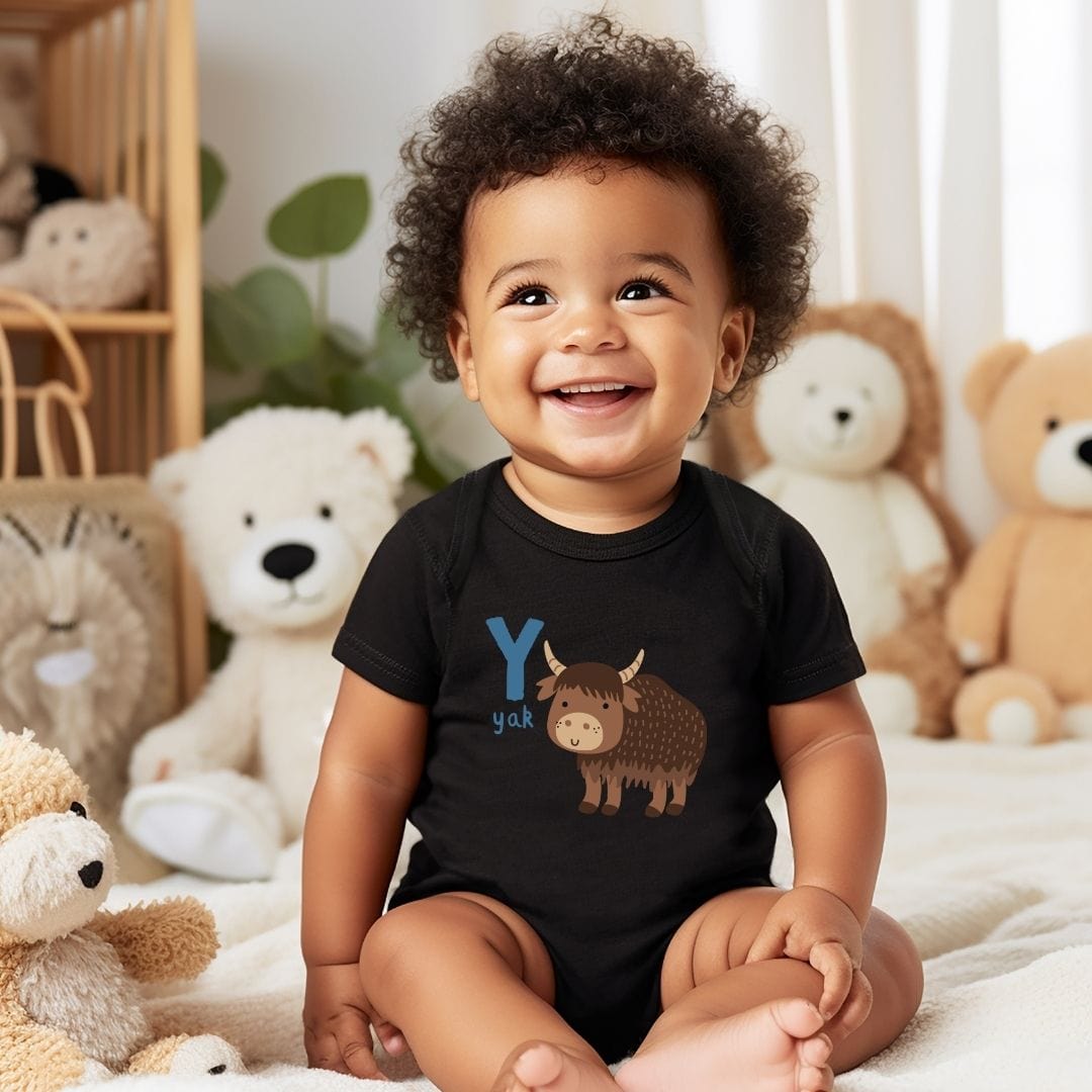 Animal Alphabet - Y for Yak Baby Bodysuit - Unisex Graphic Bodysuit for Babies