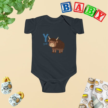 Animal Alphabet - Y for Yak Baby Bodysuit - Unisex Graphic Bodysuit for Babies