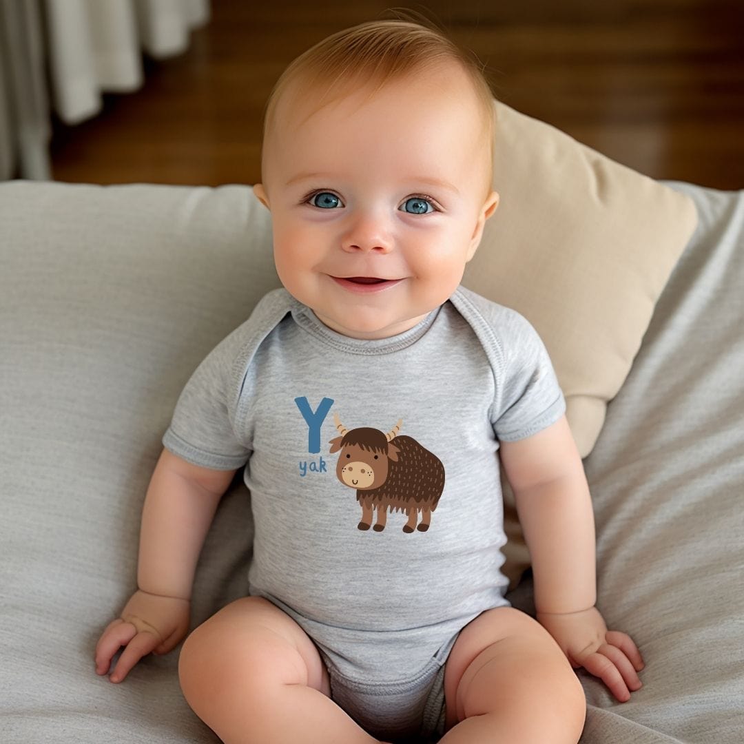 Animal Alphabet - Y for Yak Baby Bodysuit - Unisex Graphic Bodysuit for Babies
