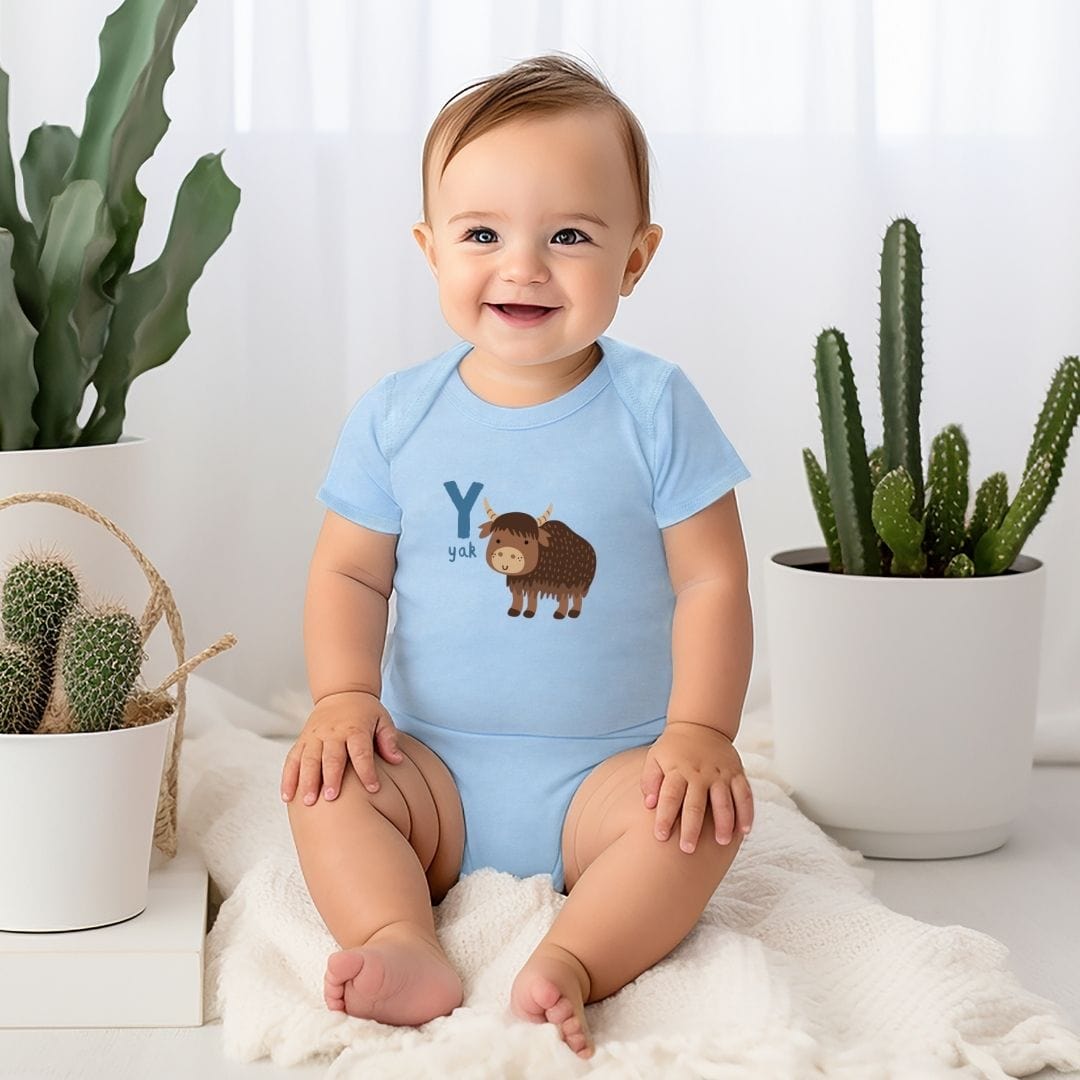 Animal Alphabet - Y for Yak Baby Bodysuit - Unisex Graphic Bodysuit for Babies