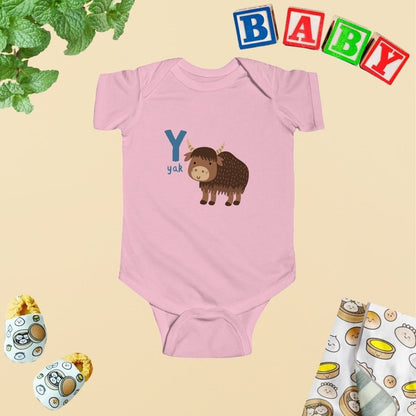 Animal Alphabet - Y for Yak Baby Bodysuit - Unisex Graphic Bodysuit for Babies