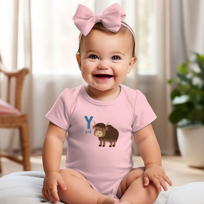 Animal Alphabet - Y for Yak Baby Bodysuit - Unisex Graphic Bodysuit for Babies