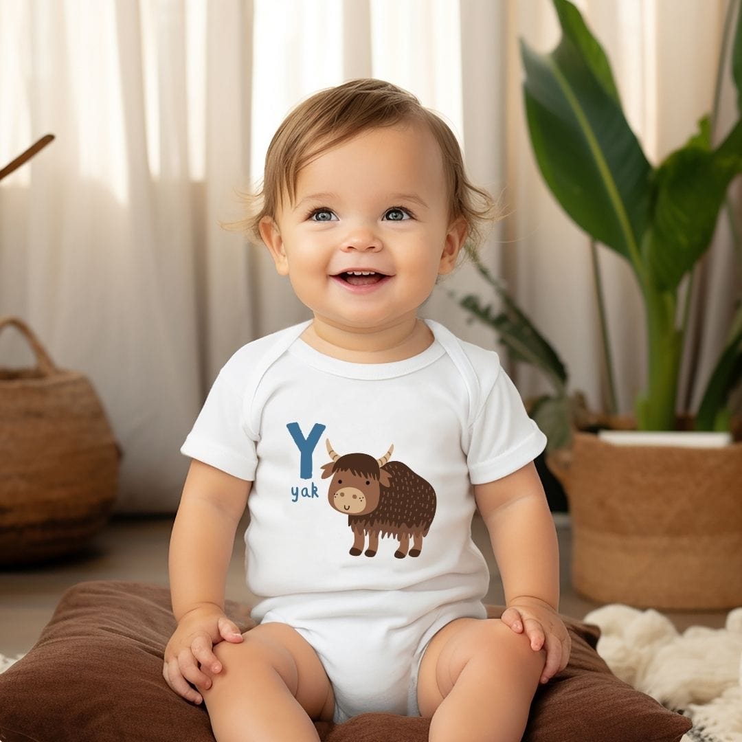 Animal Alphabet - Y for Yak Baby Bodysuit - Unisex Graphic Bodysuit for Babies